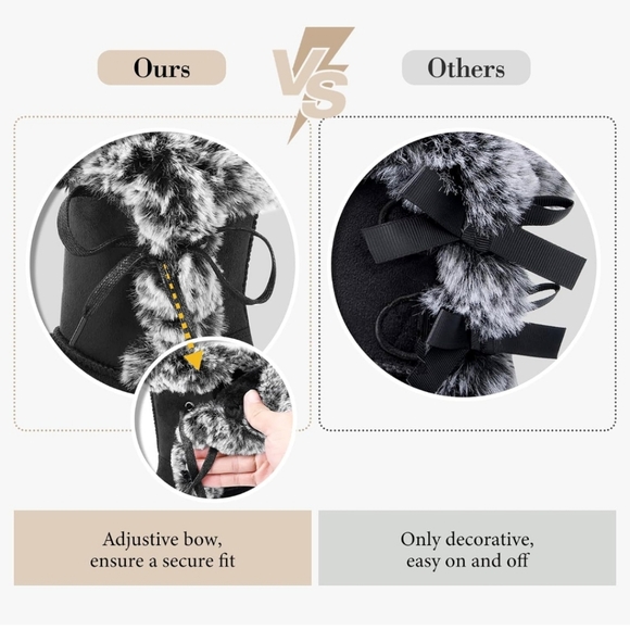 Women's Carmel Brown Faux Fur/Suede Ugg Style Mid Calf Snow Boot- Size 9 - Picture 5 of 10